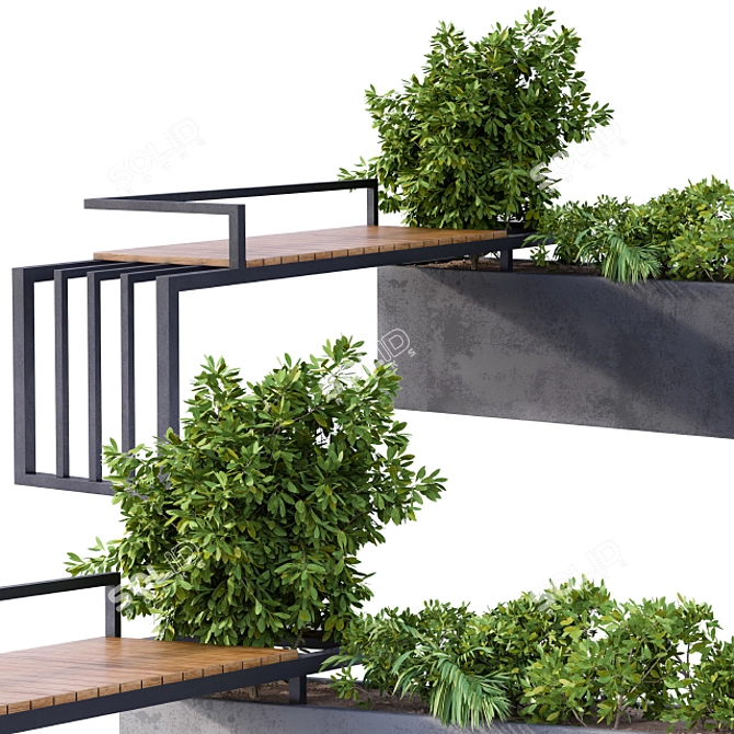 Botanical Bench: Urban Oasis 3D model image 3