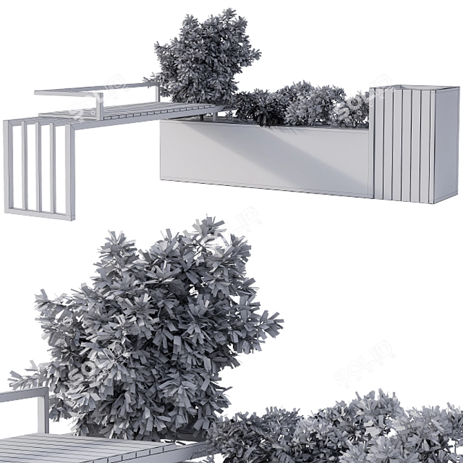 Botanical Bench: Urban Oasis 3D model image 5
