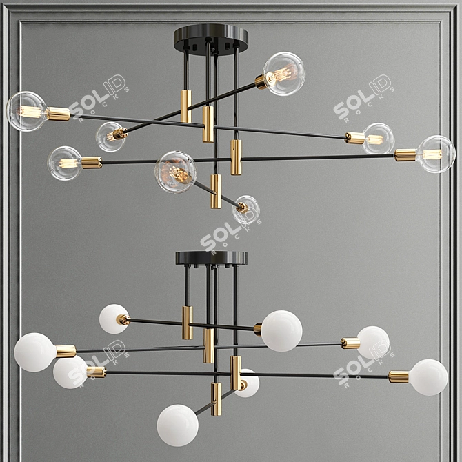 Sleek Nordic E27 Pendant Light 3D model image 1