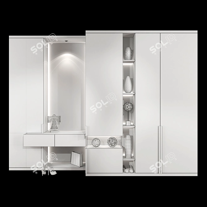 Modern Hallway Wardrobe Set 3D model image 5