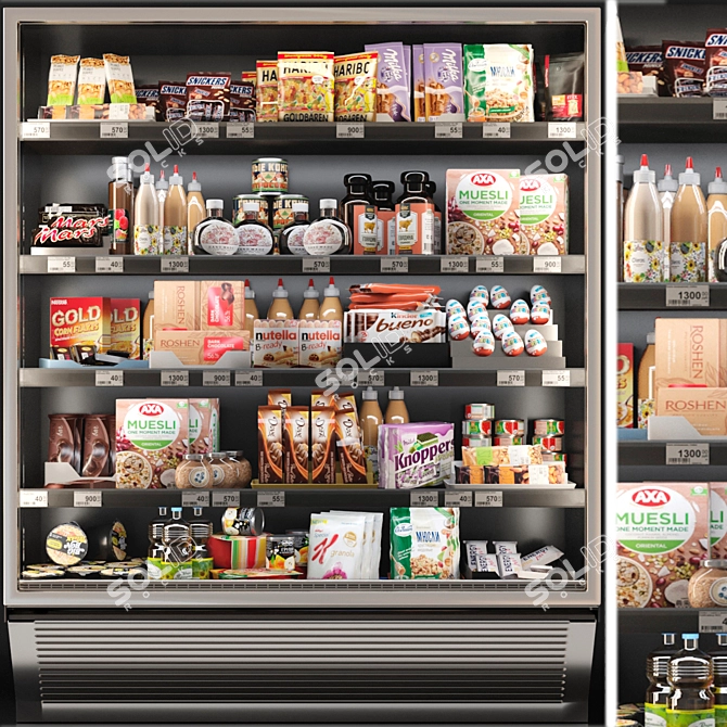 Supermarket Showcase: Food, Groceries, Chocolate, Dessert 3D model image 1
