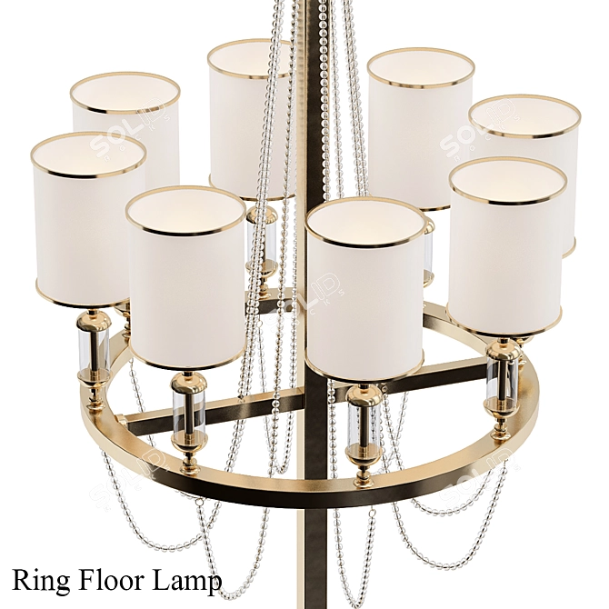 Sleek and Modern Ring Floor Lamp 3D model image 2