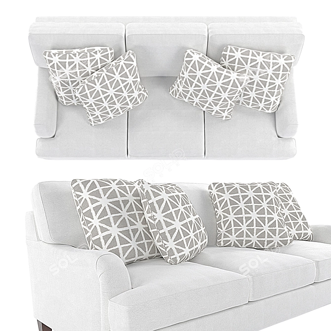 Omni 89: Classic Style Sofa with Deep Seating & Soft White Fabric 3D model image 2