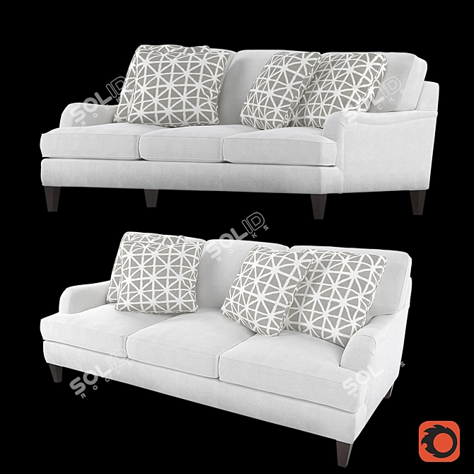 Omni 89: Classic Style Sofa with Deep Seating & Soft White Fabric 3D model image 6