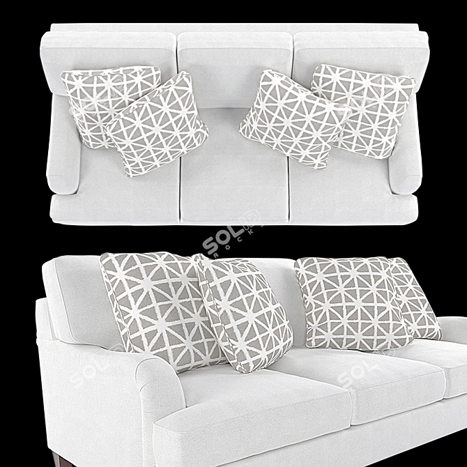 Omni 89: Classic Style Sofa with Deep Seating & Soft White Fabric 3D model image 7