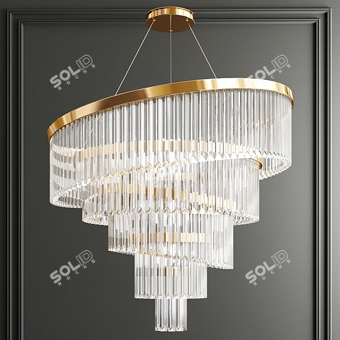 Elegant Crystal Spiral Chandelier 3D model image 1