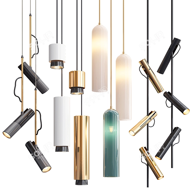 Modern Elegance: Four Hanging Lights 3D model image 1