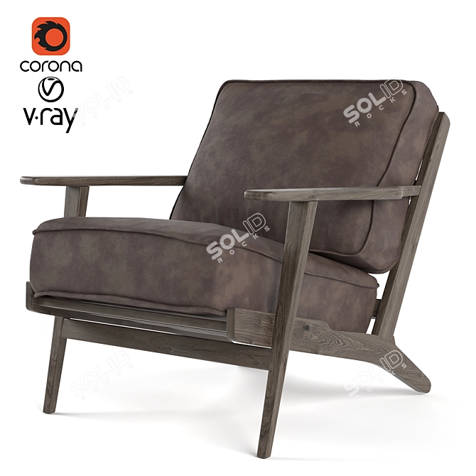 Modern Mocha Hide Armchair 3D model image 1