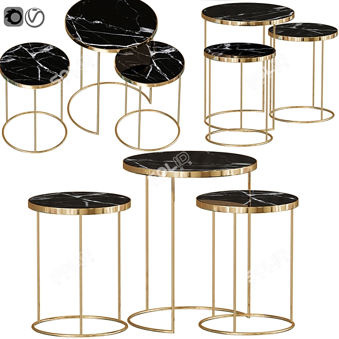 Elegant Bronze Nesting Tables 3D model image 1