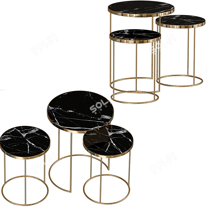 Elegant Bronze Nesting Tables 3D model image 2