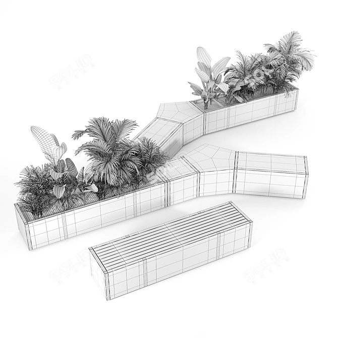 Tropical Box Planter 3D model image 4