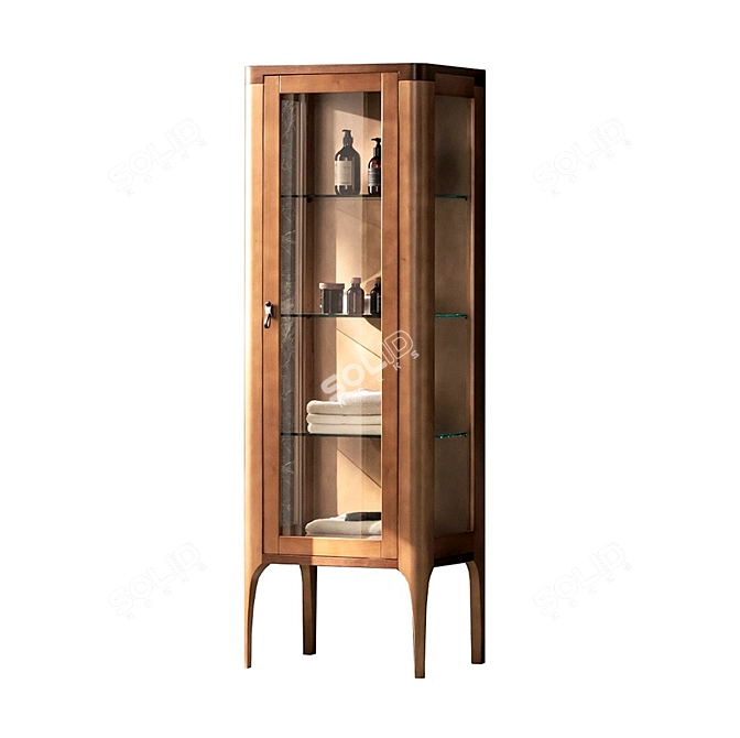 Elegant Walnut Showcase 3D model image 1