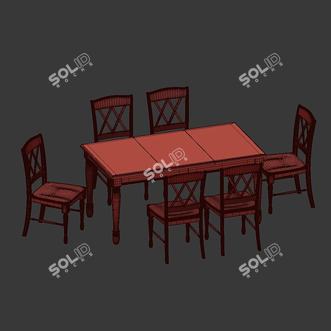 Elegant Cienna Dining Set 3D model image 2