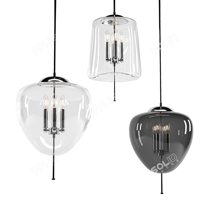Modern Glass Pendant Lamp with 4 Lights 3D model image 1