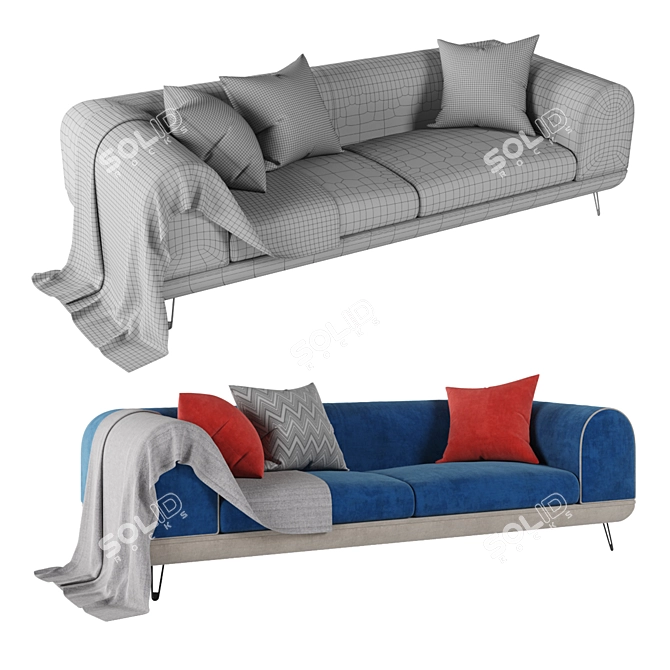 Elegant Shore Sectional Sofa 3D model image 2
