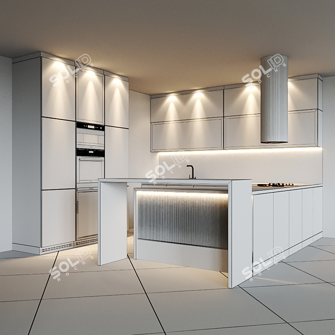 Sleek Island Range Hood 3D model image 4