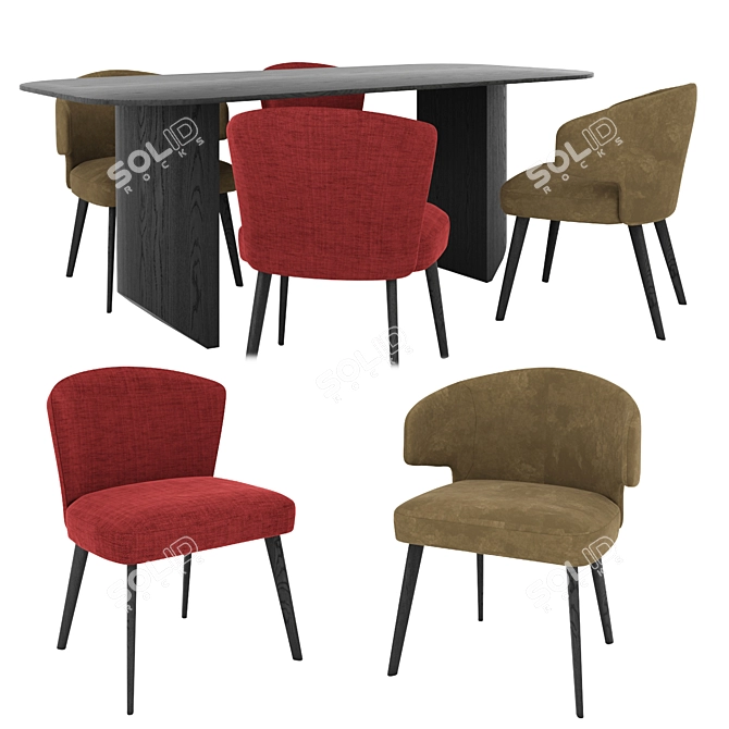 Elegant Minotti Aston Chair & Table 3D model image 1