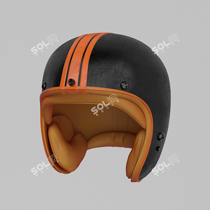 Stylish Classic Motorcycle Helmet 3D model image 1