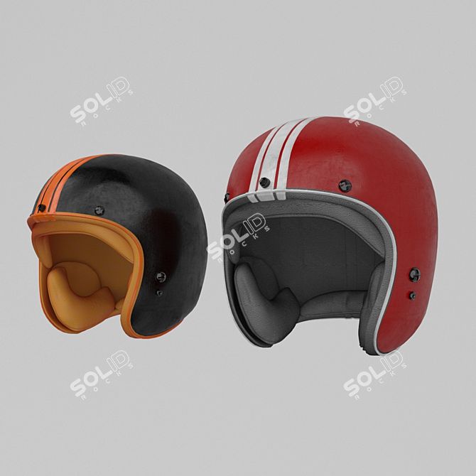 Stylish Classic Motorcycle Helmet 3D model image 2