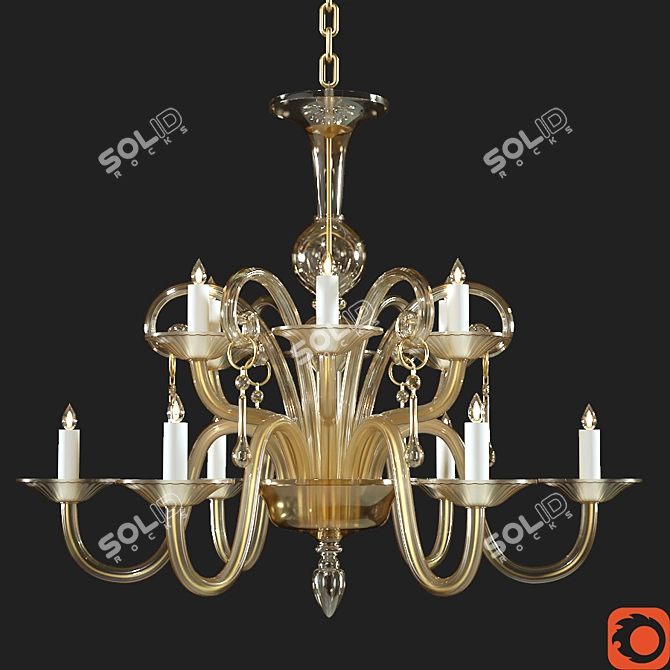 Amber Murano Glass Chandelier 3D model image 1