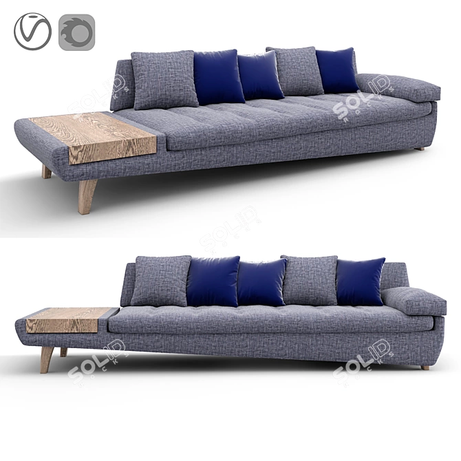 Sleek Illusion 4-Seat Sofa 3D model image 1