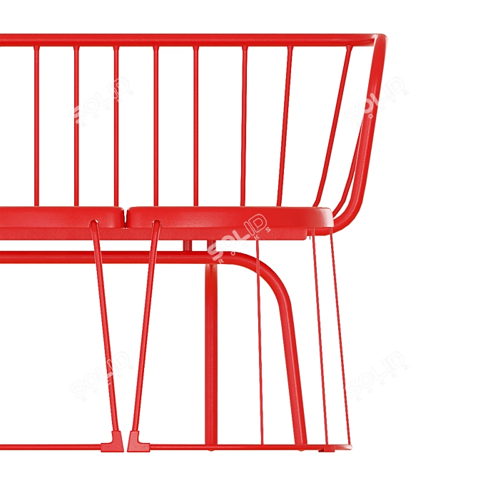 Red Outdoor Bench & Side Table Set 3D model image 3
