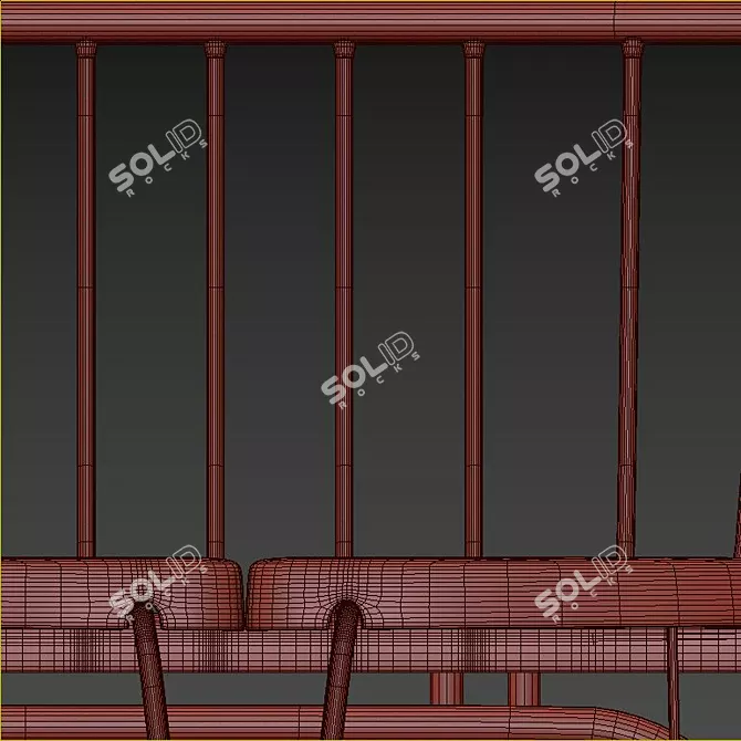 Red Outdoor Bench & Side Table Set 3D model image 4