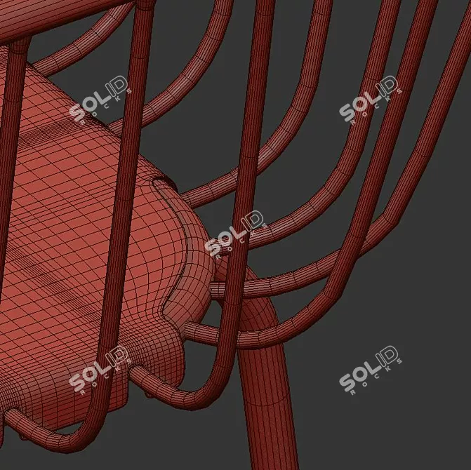 Red Outdoor Bench & Side Table Set 3D model image 5