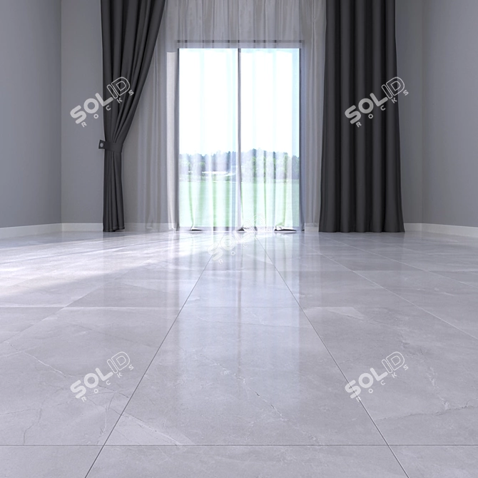 Sleek Grey Marble Floor 3D model image 2