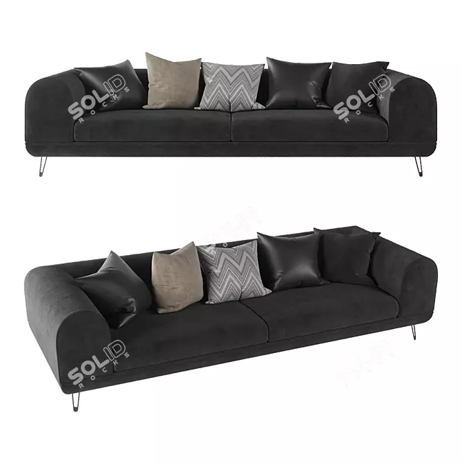 Elegant Linear Shore Sectional Sofa 3D model image 1