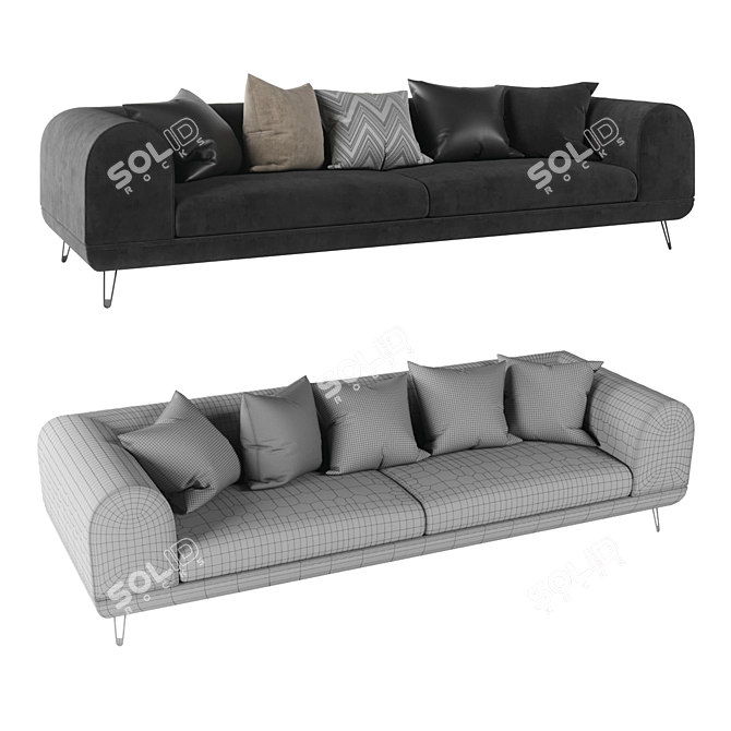 Elegant Linear Shore Sectional Sofa 3D model image 2