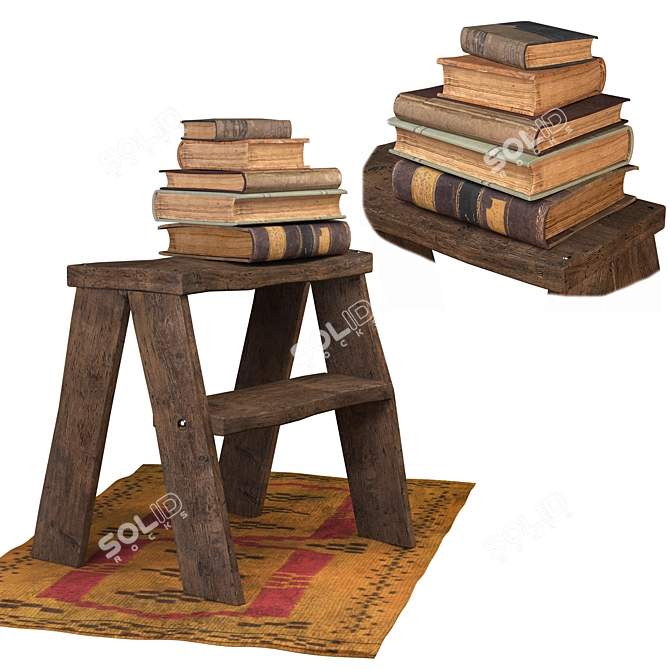 Vintage Old Books Collection 3D model image 1