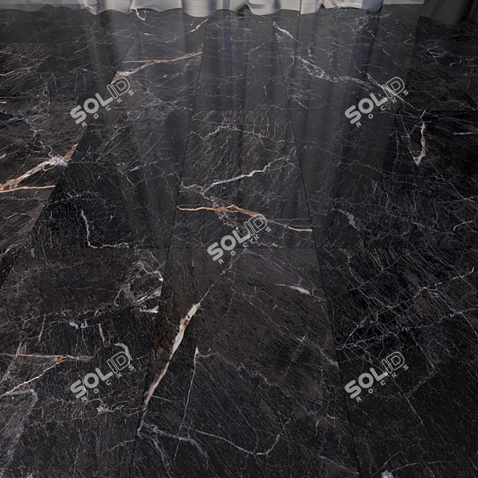 Sleek Black Marble Floor Set 3D model image 1