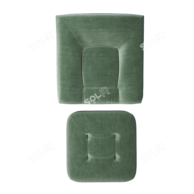 Modern Maxence Armchair & Ottoman 3D model image 2
