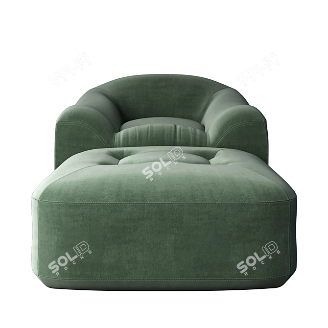 Modern Maxence Armchair & Ottoman 3D model image 4