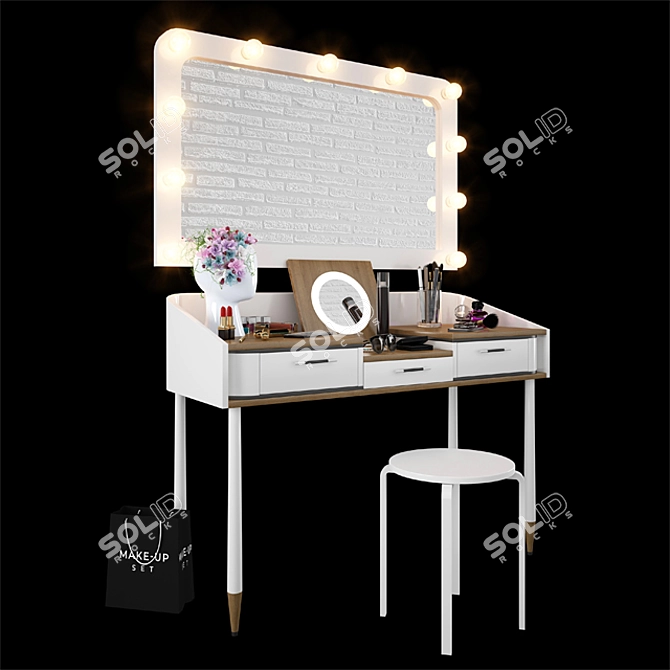 Glam Station: Ultimate Makeup Table Set 3D model image 1