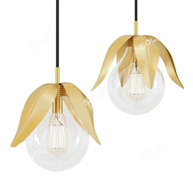 Floral Pendant Lamp: 20cm Diameter 3D model image 1