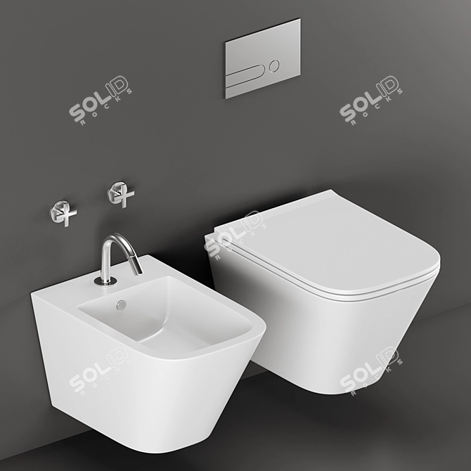 Azzurra Build Toilet & Bidet 3D model image 1