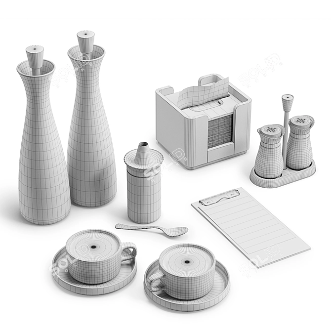 Elegant Table Decor Set+Dispenser 3D model image 2