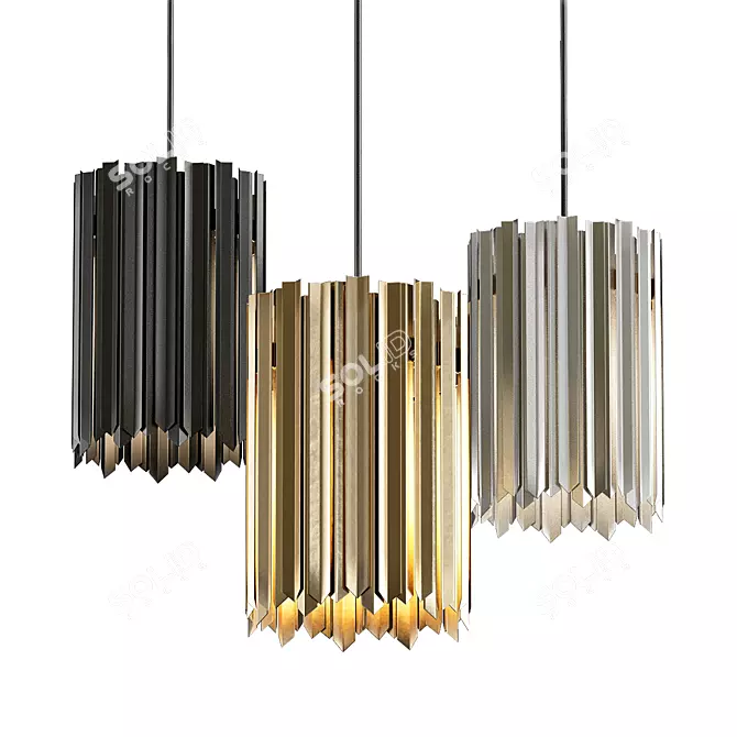 Modern Metal Pendant Lamp with Faceted Design 3D model image 1