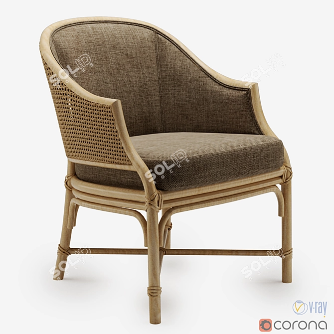 Elegant Mcguire Caned Chair 3D model image 1