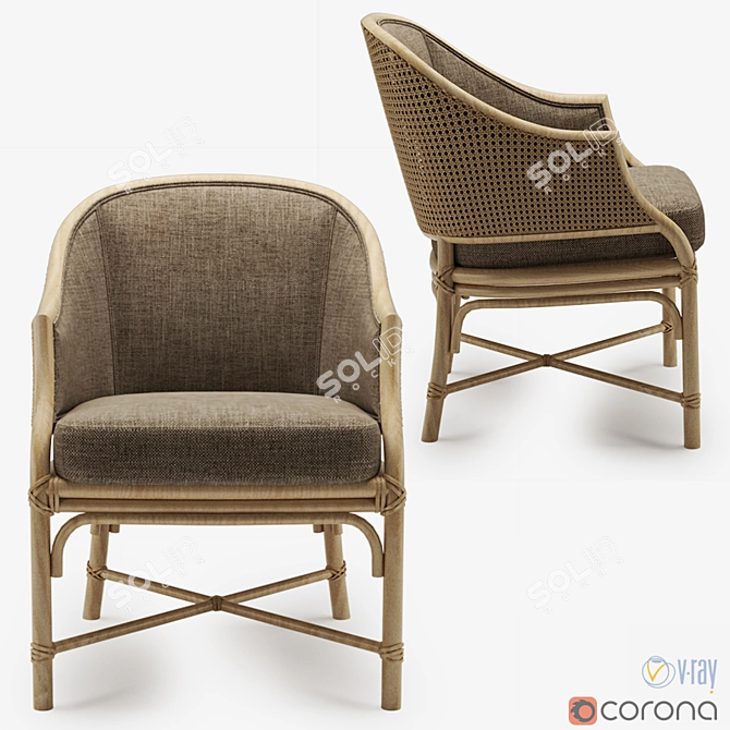 Elegant Mcguire Caned Chair 3D model image 2