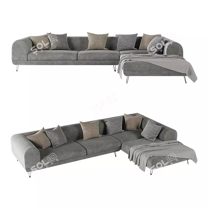 Modern Coastal Sectional Sofa 3D model image 1