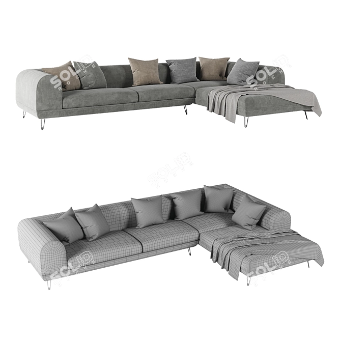 Modern Coastal Sectional Sofa 3D model image 2