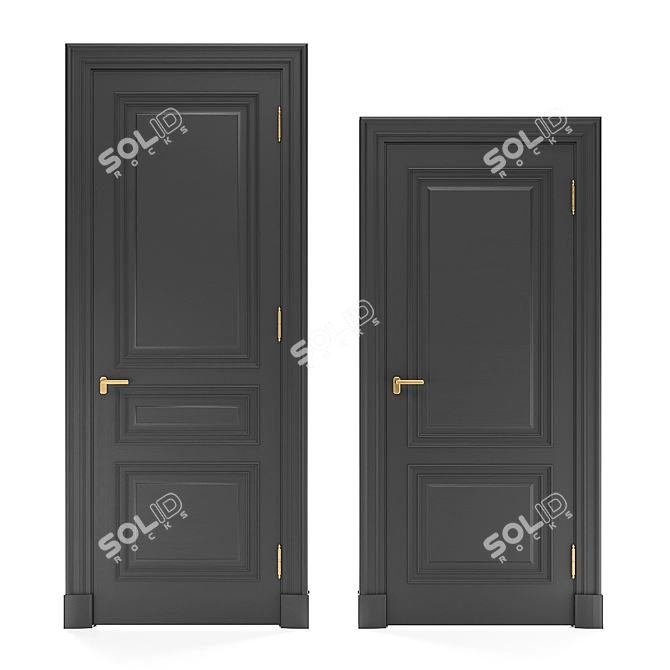 Classic Double and Single Doors 3D model image 4