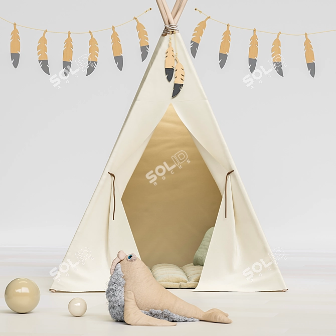 Kids Tent and Toy Furniture Set 3D model image 2