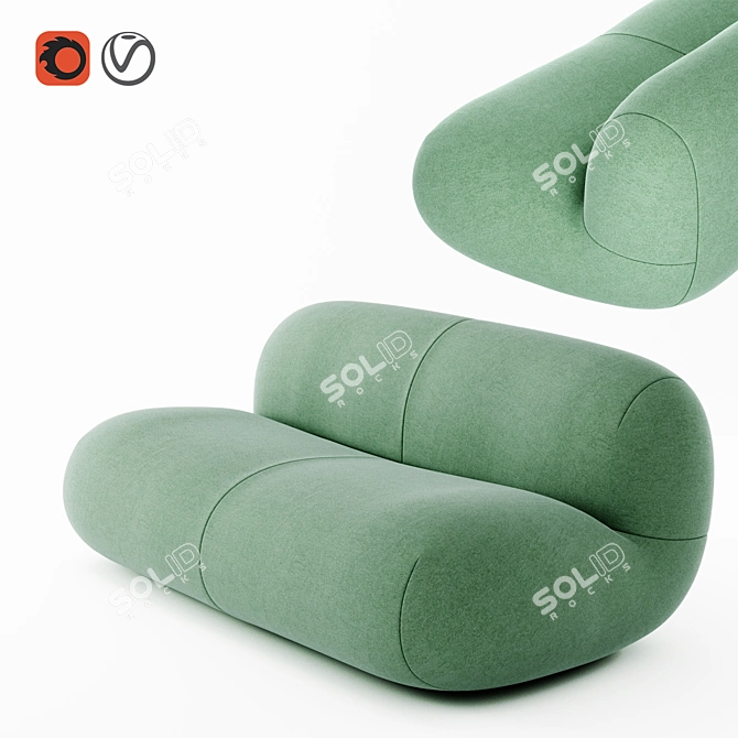 Luxe Comfort: Ligne Roset Pukka Sofa 3D model image 1