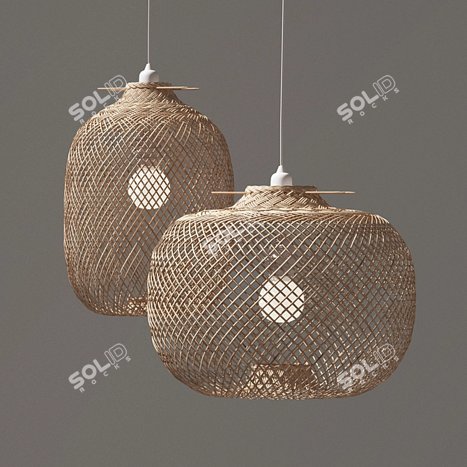 Versatile Laki Bamboo Pendant Shade 3D model image 1