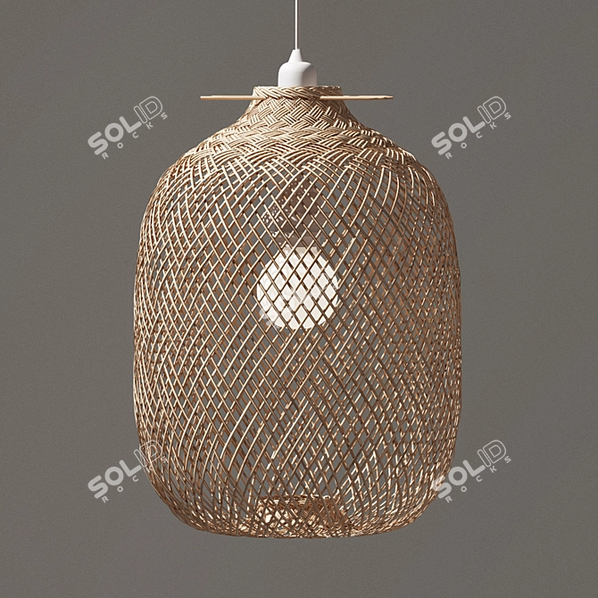 Versatile Laki Bamboo Pendant Shade 3D model image 3