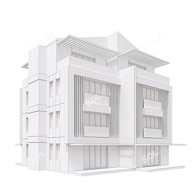 Modern 3D Residential Building 3D model image 3